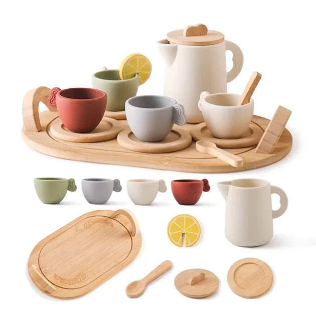 montessori toy, wooden utensil, toy tea set